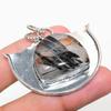 Black Rutile Handmade 925 Sterling Silver Jewelry Pendant 1.77" W2Y00