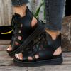 Fashion Retro Women Platform Sandals Pu Leather Hollow Lace-up Wedges Gladiator Shoe Peep Toe Slingback Thick Bottom Cool Boot Sandales