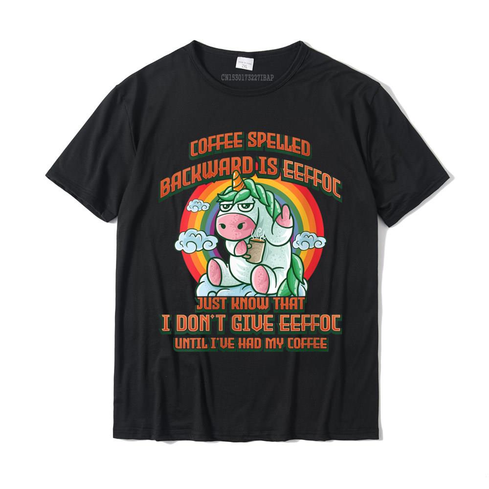 Unisexs Coffee Spelled Backwards Is Eeffoc Unicorns Funny Unicorn TShirt Tops Special Customized Cotton Youth Tees