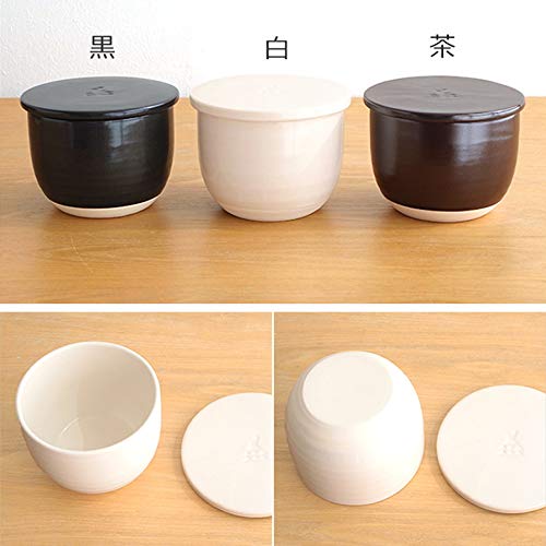 Керамический контейнер для риса Kamoshika Douguten, вместимость 1,5 чашки, сделано в Японии, Банко Яки, можно использовать в микроволновой печи, обычный размер (белый)