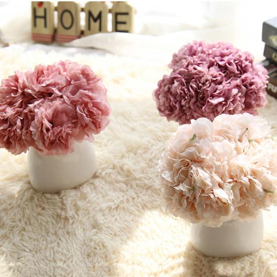 5 глав искусственный пион поддельные цветы свадебный букет свадебный декор гортензии