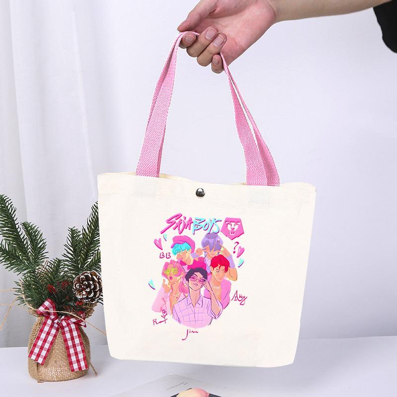 K-Pop Anime Cartoon Printed Student Large Capacity Portable Shoulder Bag Casual Canvas Bag
