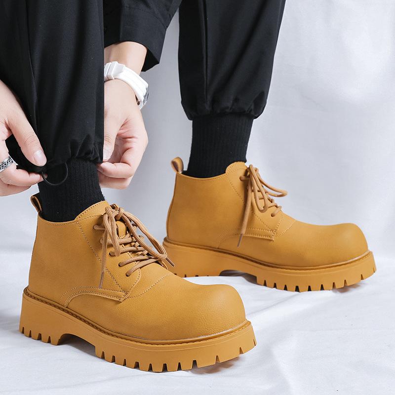 Туфли Дерби с большой головкой, мужские, на платформе, повседневные, для поездок на работу, с круглой головкой, 2024, новые, для пар, с увеличенной платформой, 18922-R