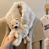 Новый плюшевый шарф Осень и Зима Теплый Студенческий Милый Женский Корейская Версия Инс Мода Меховой Шарф с Медведем