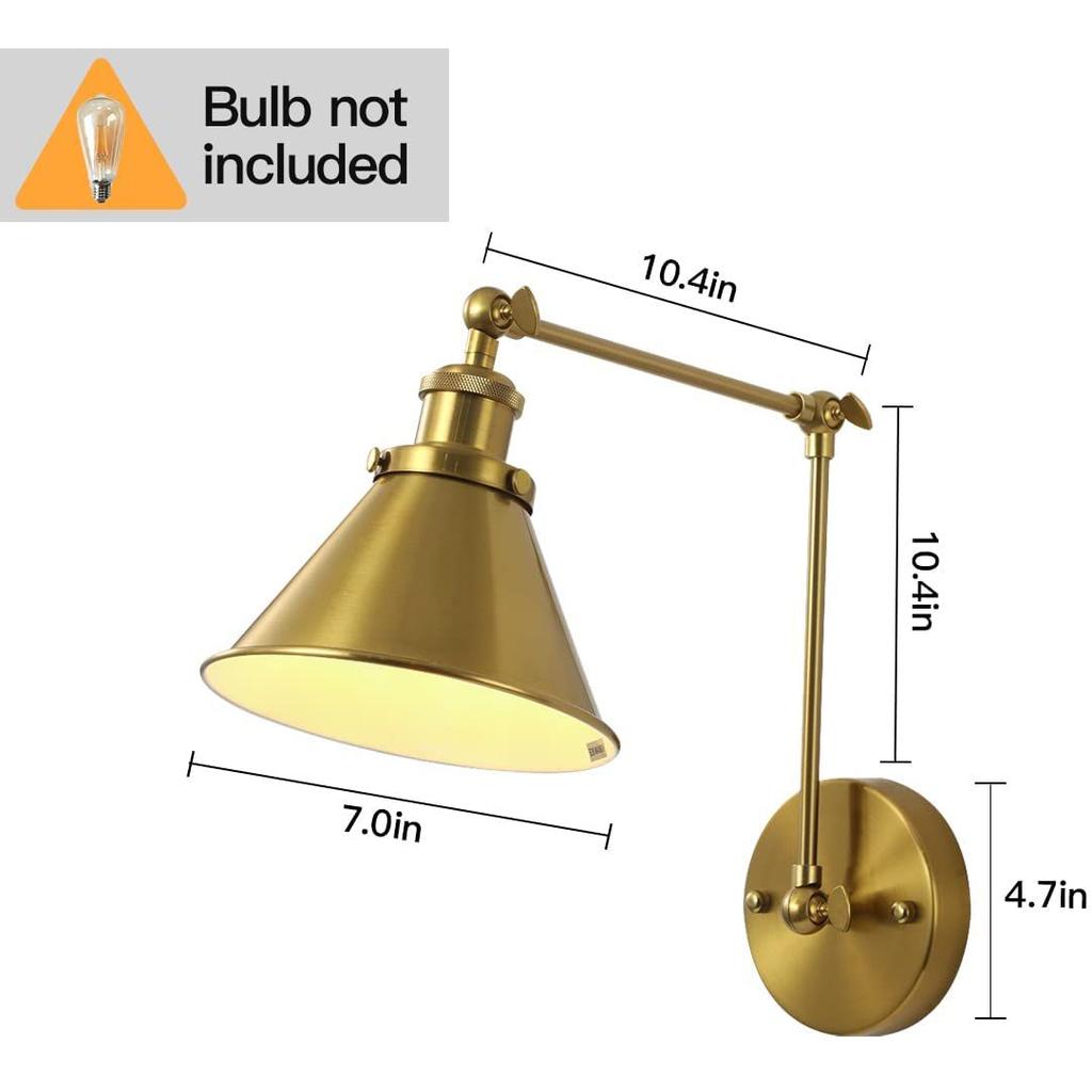 Nordic Brass Retro Loft Style Industrial Vintage Wall Lamp Adjustable Swing Arm Wall Light Edison Sconce Applique Murale