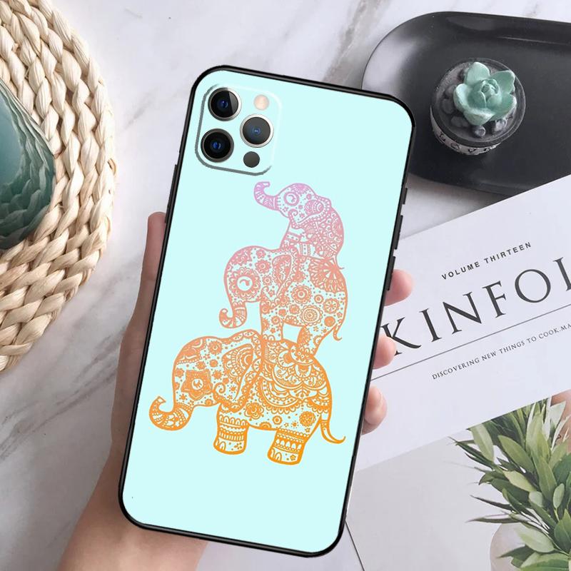 Cute Elephant Cartoon Phone Case For iPhone 15 14 13 12 11 16 Pro Max Plus Mini 7 8 X XS Max XR Back Cover Shell