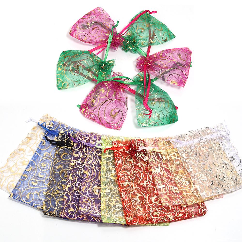10pcs/lot Organza Gifts Bags Colorful Candy Beads Drawstring Storage Pouches For DIY Christmas Party Gift Jewelry Packaging Bags