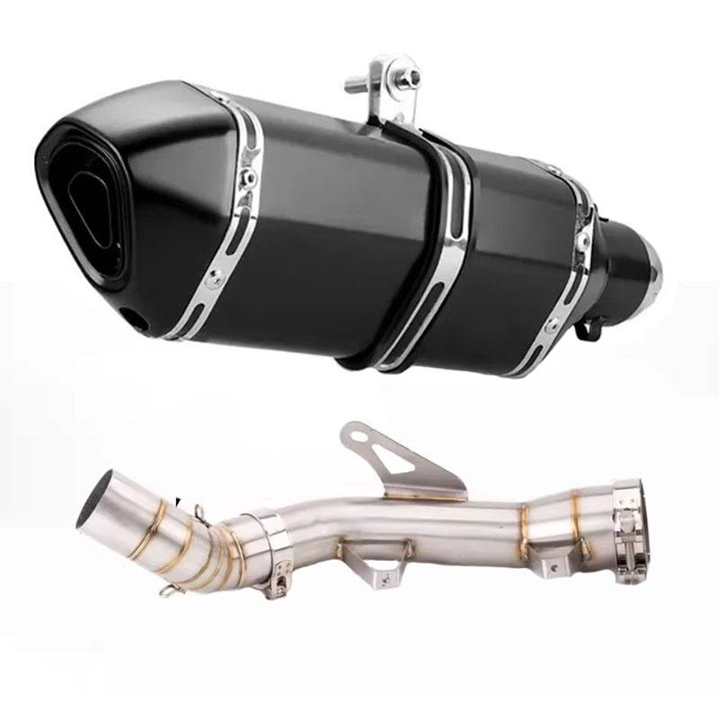 For Kawasaki Z900 2017-2025 Z 900 Escape 51MM Slip-On Motorcycle Exhaust System Middie Tail Link Pipe With Silvery Muffler Tips