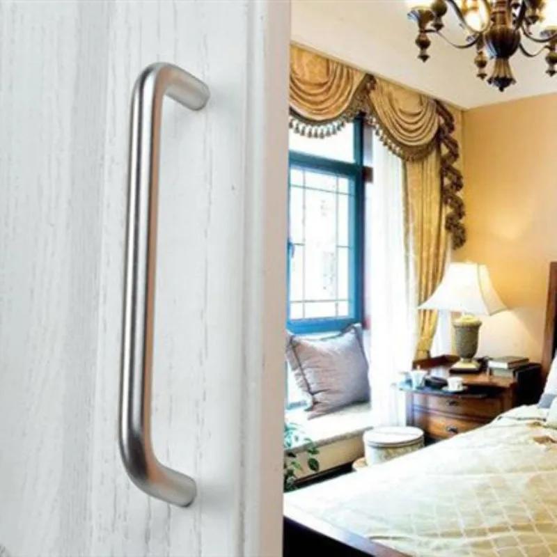 2pc Stainless Steel U Type Door Handles Dresser Knobs Kitchen Cabinet Knobs and Handles for Furniture Hardware Diameter 8mm