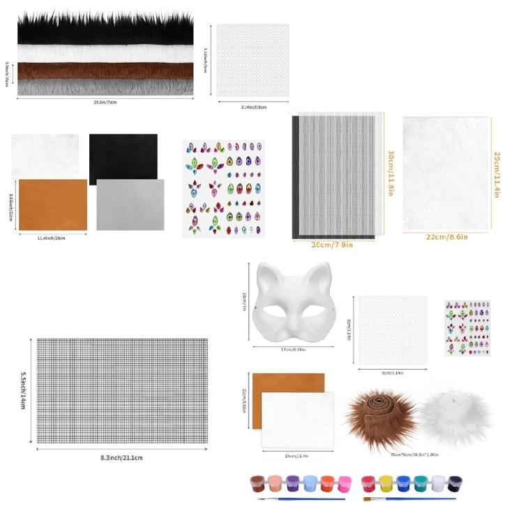 Кошки Лисы Маска с Мехом Сетка для Глаз Лист из Войлока Маска для Переодевания Терианов для Раскрашивания для Хэллоуина Маскарад Косплей Вечеринка