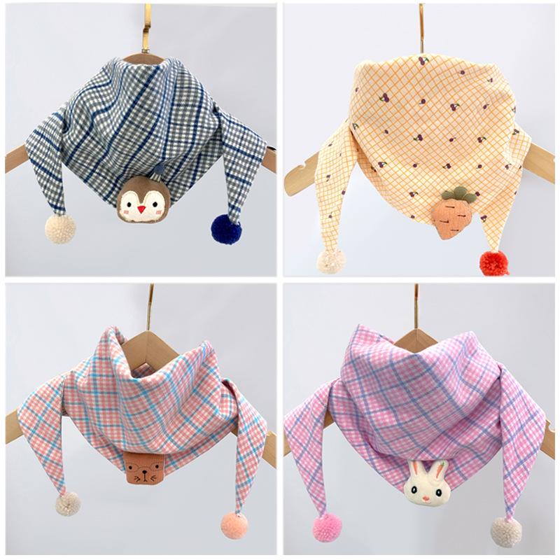 Хлопковый детский треугольный шарф, осенне-зимний теплый ветрозащитный шейный платок, детское полотенце, милый детский шарф с рисунком для мальчиков и девочек