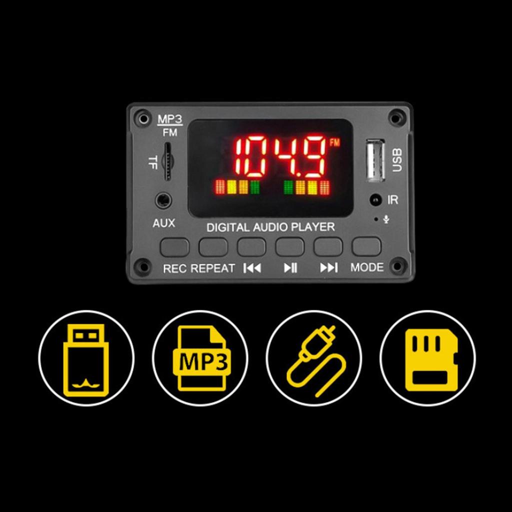 Bluetooth 5.0 6-12v MP3-плеер Декодер Плата Усилитель Автомобильный FM-радио Модуль