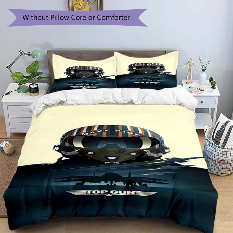 3pcs Top Gun Bedding Set Duvet Cover Closure Includes 1 Duvet Cover & 2 Pillowcases, Soft and Comfortable for All Seasons.
