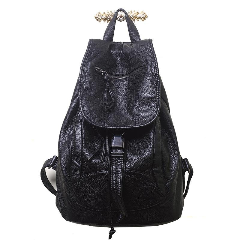 Spring Wash Soft Leather Women's Backpack Backpack Women's Fashion Travel Backpack Fashion College Style Book Backpack