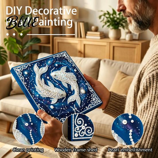Набор для рисования жемчугом DIY Набор 12 Знаков Зодиака Набор для создания картин из страз для взрослых новичков Ручная работа Деревянная рамка Искусственная настенная декорация Поделки