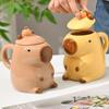 Рождественская кружка Керамическая кружка для кофе Кружка для чая Новинка Кружка с капибарой Рождественский подарок Милая молочная кофейная чашка Забавная кружка для чая с крышкой