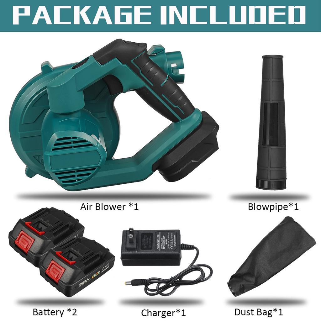 Беспроводной воздуходув 288 В 1500 Вт, вращение на 180°, 19000 об/мин, электрический пылесос для сбора листьев и пыли