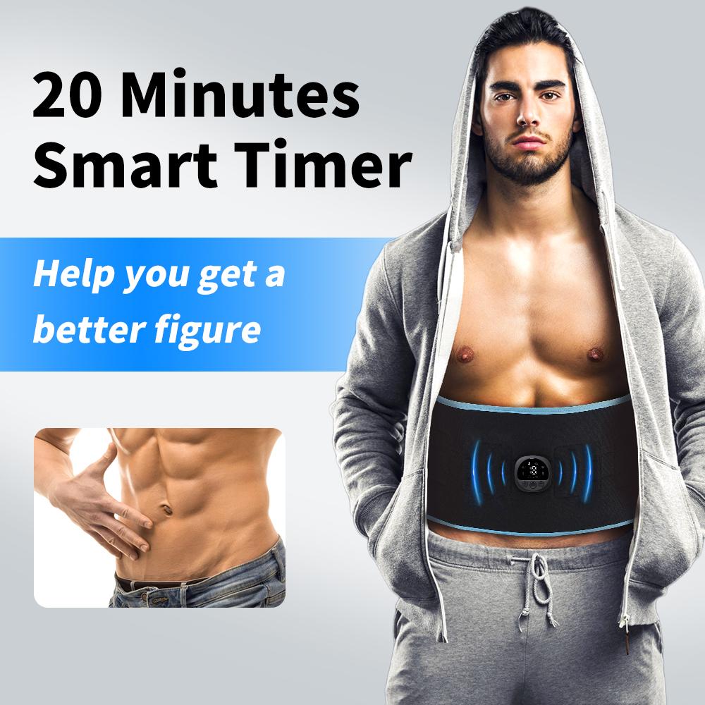 EMS Muscle Stimulator Abs Abdominal Trainer Toning Belt USB Recharge Body Belly Weight Loss Home Gym Fitness Equiment Unisex