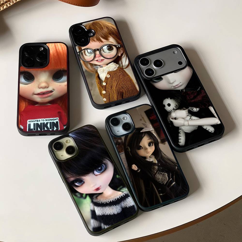 Japanese Korean Retro Doll Dark Baby Artist Black Hard Plastic Phone Case For Iphone 17 Air 16 15 14 13 12 11 Pro Max PC TPU