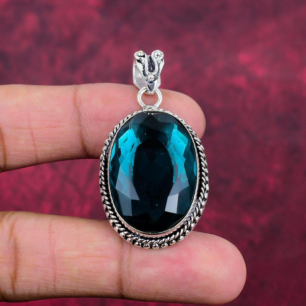 Подвеска из драгоценного камня индиколита, подвеска из стерлингового серебра 925 пробы, антикварные ювелирные изделия ручной работы, подарок на День матери