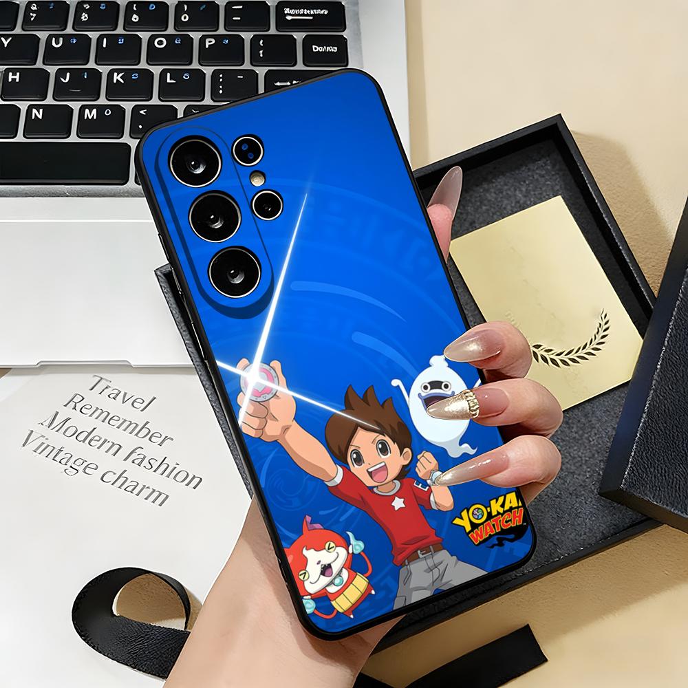 Komasan Buchinyan Y-Yo Kai W-Watch Чехол для телефона для Samsung S26 S25 S24 FE S23 S22 S21 Plus S20 Ultra Note20Ultra Черный Мягкий чехол