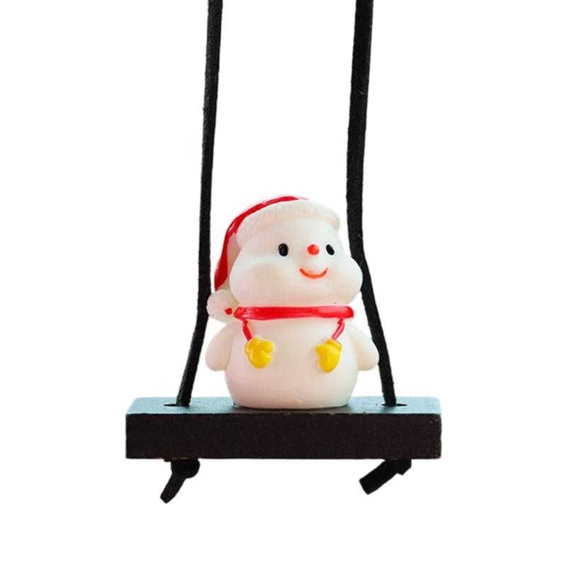 Festival Swinging Santa Auto Mirror Hanging Decoration Resin Christmas Ornament For Car Home Decoration