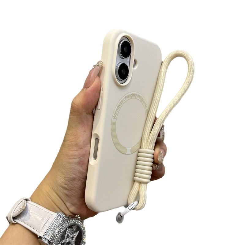 Жидкий силиконовый магнитный чехол для телефона Apple, приятный на ощупь матовый, подходит для 11/13/14/15/17 Pro Max, персонализированный дизайн со шнурком.