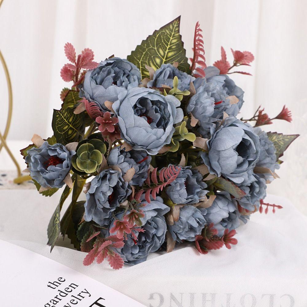 Anti-UV Wedding Arch Flower 9Heads Artificial Flower Vintage Simulation Rose  Home Decor