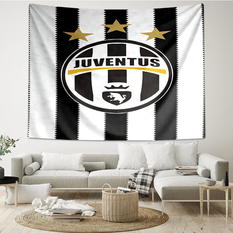 Juventus Football Club Print Tapestry, Backdrop, Easy Setup, Ideal for Bedroom, Office & Living Room, with Aesthetic Wall Hanging Decor.
