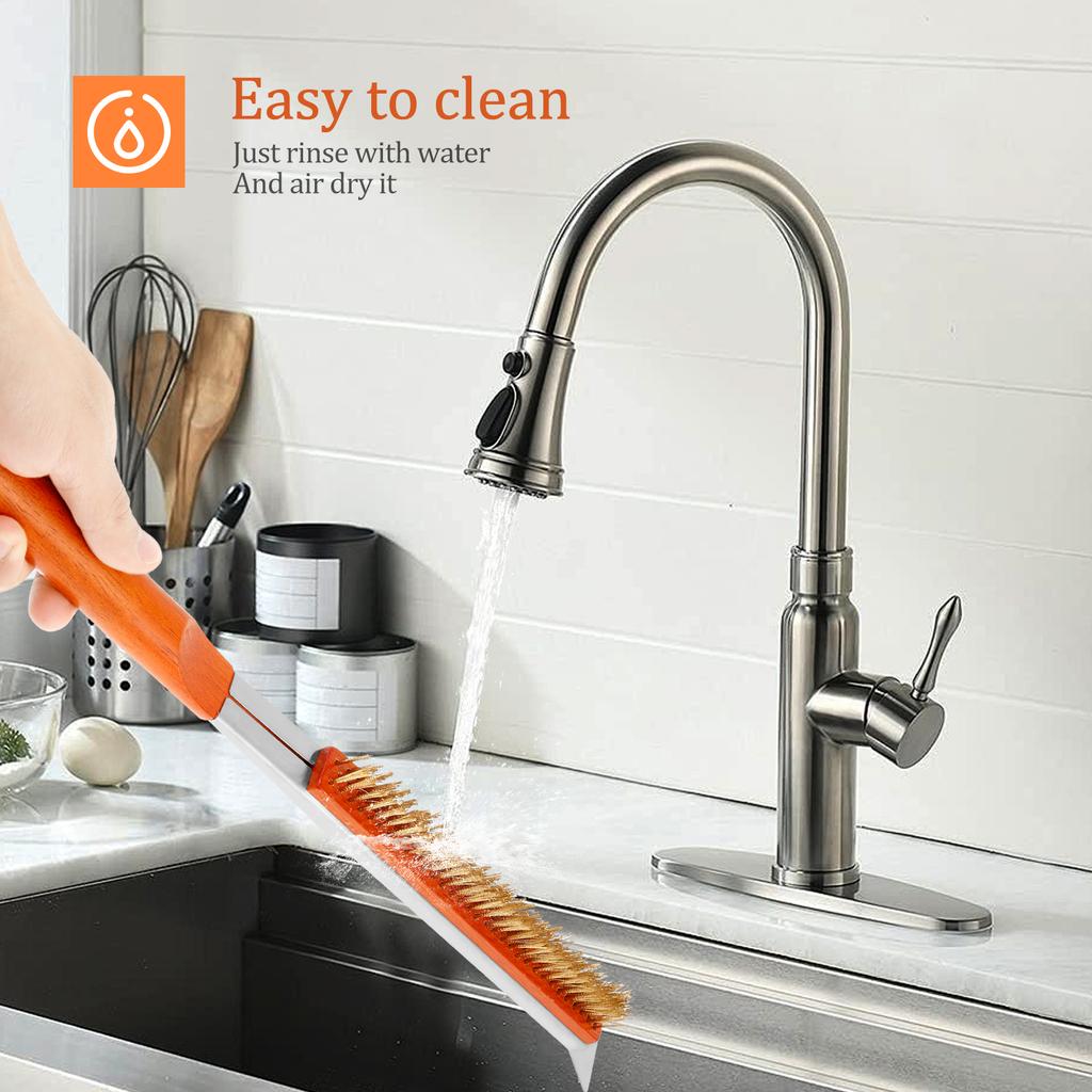 Pizza Oven Brush Kitchen Oven Brush Cleaner  with Stainless Steel Stone Scraper Efficient Pizza Stone Brushes Home Cleaning Tool