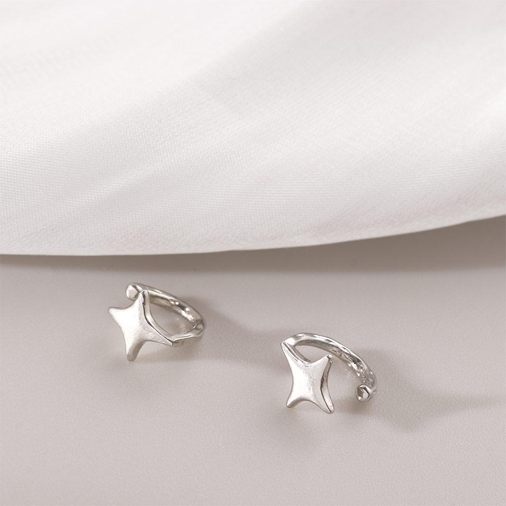 Fashion Jewelry Ear Cuff Silver Color Cartilage Stud Star Ear Clips Korean Style Women Earrings