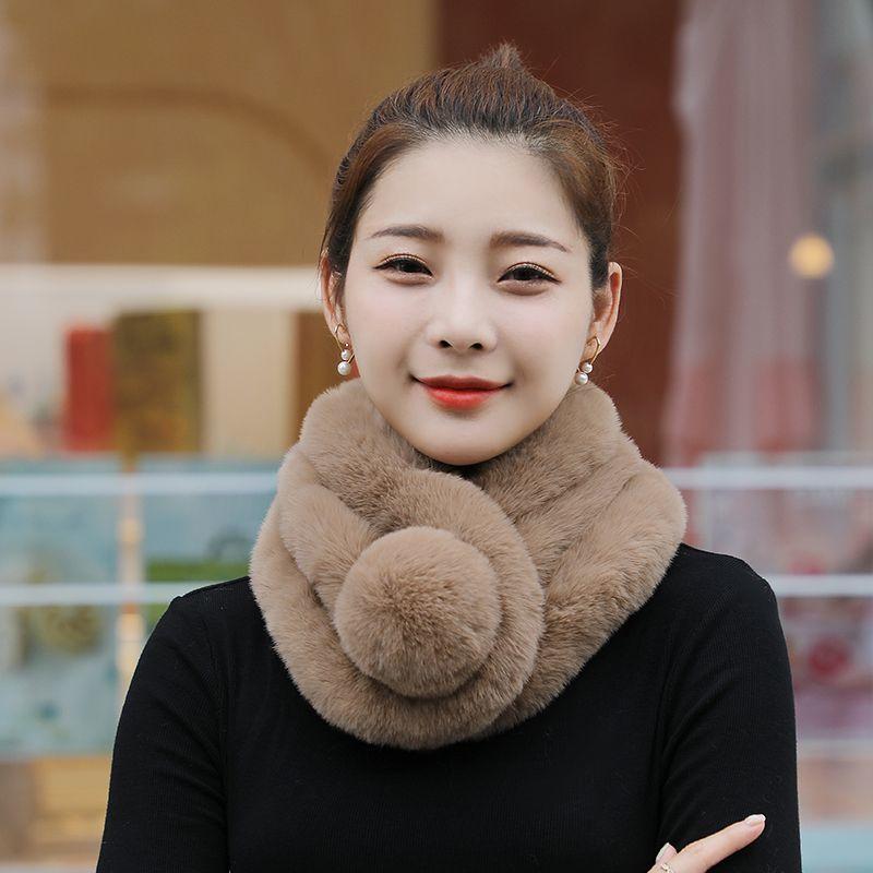 Шарф из кроличьей шерсти женский теплый шерстяной шарф для защиты шеи модный теплый утолщенный корейский зимний