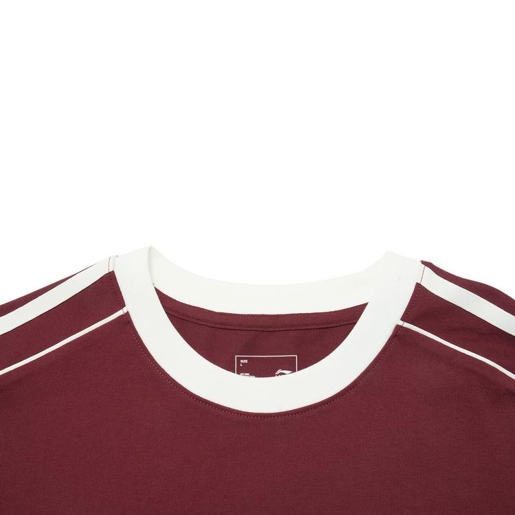 Li-Ning Футболка унисекс с принтом в полоску и надписью American Vintage Letter Logo, свободная, удобная, с коротким рукавом и заниженной линией плеч, AHSU657-3
