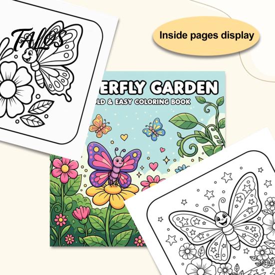 Художественные принадлежности для хобби для подростков Сад бабочек Раскраска, Квадратный формат с плотной бумагой, Расслабляющее осознанное рисование Цветочный линейный рисунок