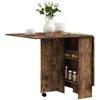 80-140 cm Folding Dining Table for 4-6 People, Drop Leaf Table with 2-Tier Shelves, Rolling Casters, Rustic Brown