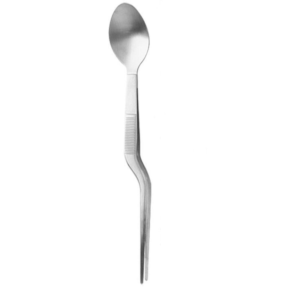 Multi-functional Sauce Spoon Portable Stainless Steel Food Tweezers 2in1 Design Flavor Test Spoon Tweezers Kitchen Utensil