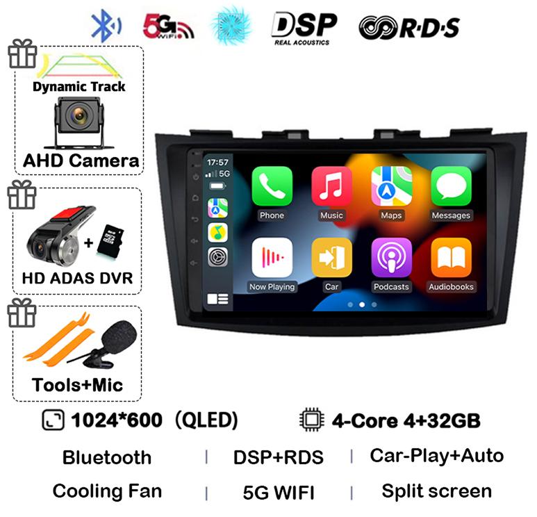 Android 14 Carplay Автомагнитола Для Suzuki Swift 4 2011 2012 2013 2014 2015 2016 Мультимедийный Видеоплеер Аудио GPS Стерео WIFI