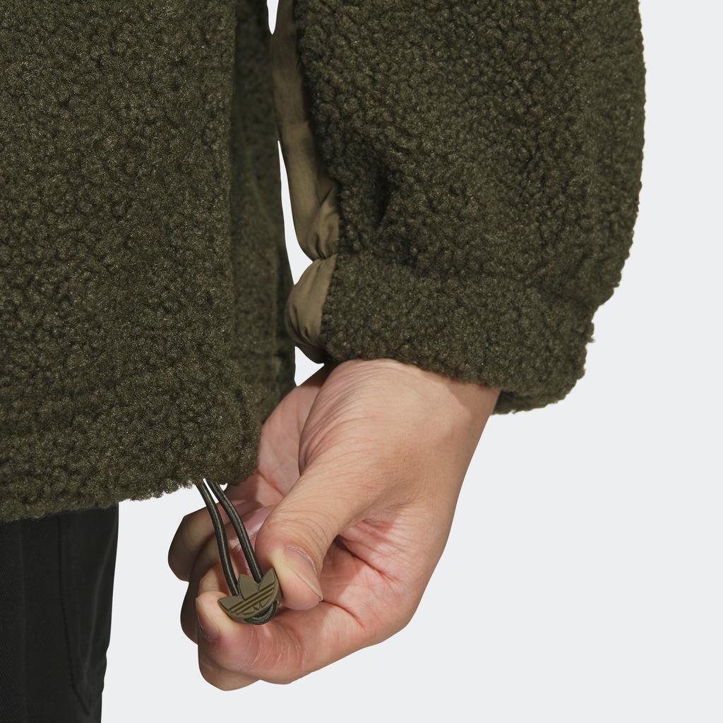 Adidas Originals Trefoil Faux Sheepskin Bomber Jacket Men Outerwear Cargo-Green Night-Sky HY7286