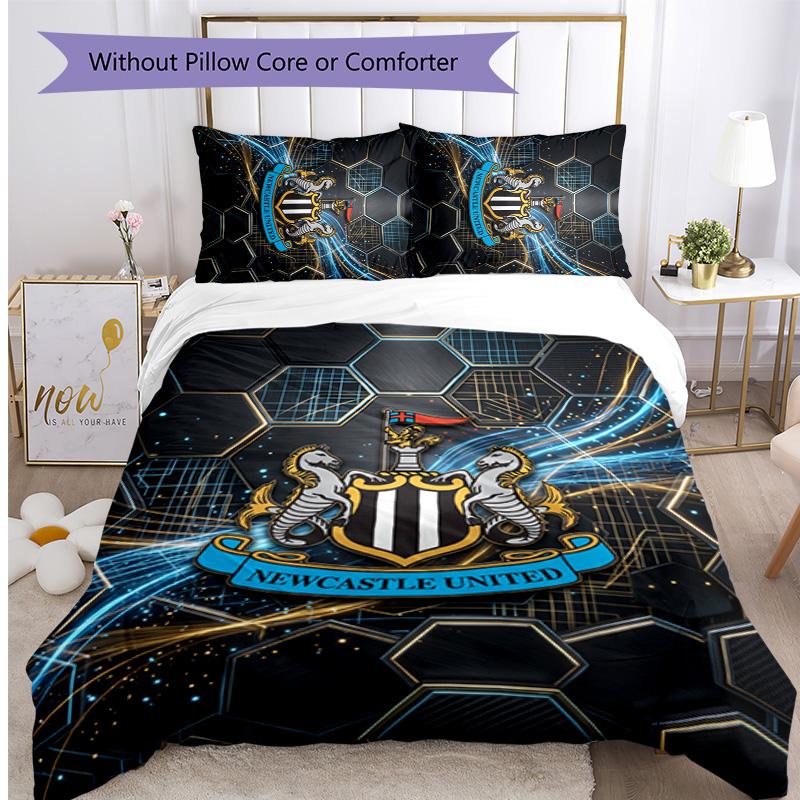 Newcastle United Football Printed 3 Pieces Bedding Set, Comfortable Skin Friendly Bedroom Duvet Cover Set