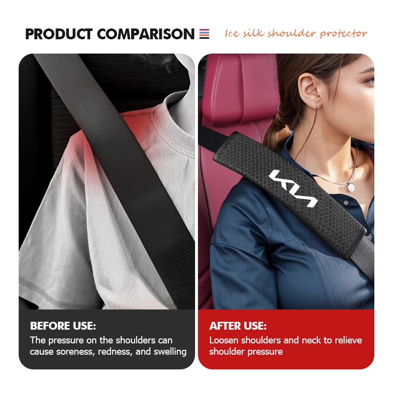 CAONU1 Car Adjustable Ice Silk Shoulder Cover Seat Belt Pad Strap Padding Accessories For KIA Ceed Sportage Rio K5 K2 Optima Cerato