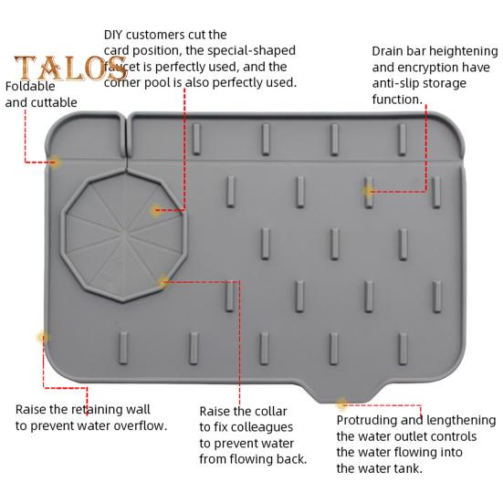 Коврик для слива воды, гибкий, экономящий усилия, режущий, прочный наклонный паз, дизайн, сушилка для раковины, аксессуары для дома