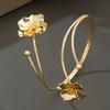 Elegant Sexy Floral Open Cuff Bracelet Bangle for Women Vintage Enamel Glaze Craft Flower Open Arm Bracelet Party Jewelry Gift