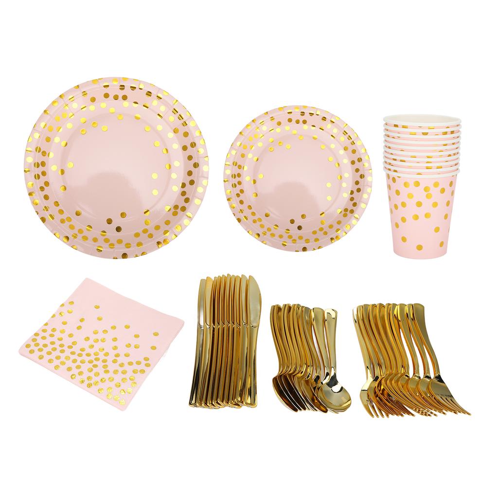 70 шт. Праздничные бумажные тарелки из материалов пищевого класса, простые в использовании, экономят время, элегантный золотой одноразовый набор столовой посуды для