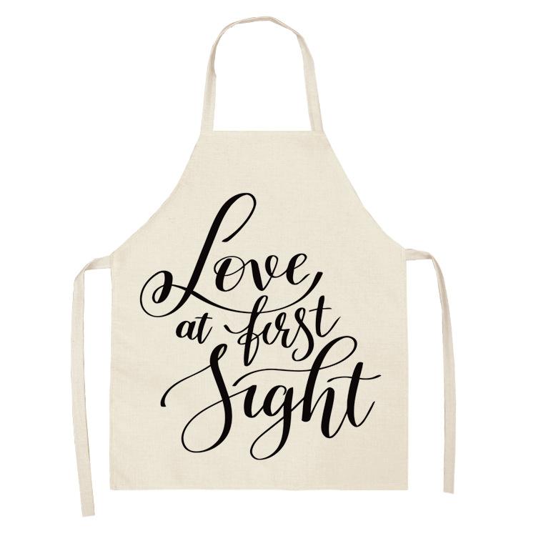 New Printed Women's Kitchen Apron Anti-stain and Oil-proof Linen Apron Dress Men's Chef Cooking Apron Cleaning Children's Apron