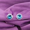 Round Natural Swiss Blue Topaz 925 Sterling Silver Wife Gift Stud Post Earrings EE-147-5