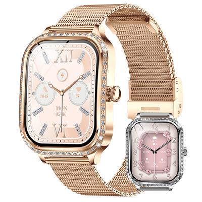 2025 Новые умные часы для женщин со стразами AMOLED HD-экраном, спортивный фитнес-браслет, всегда отображающий BT-звонки, умные часы для Android IOS