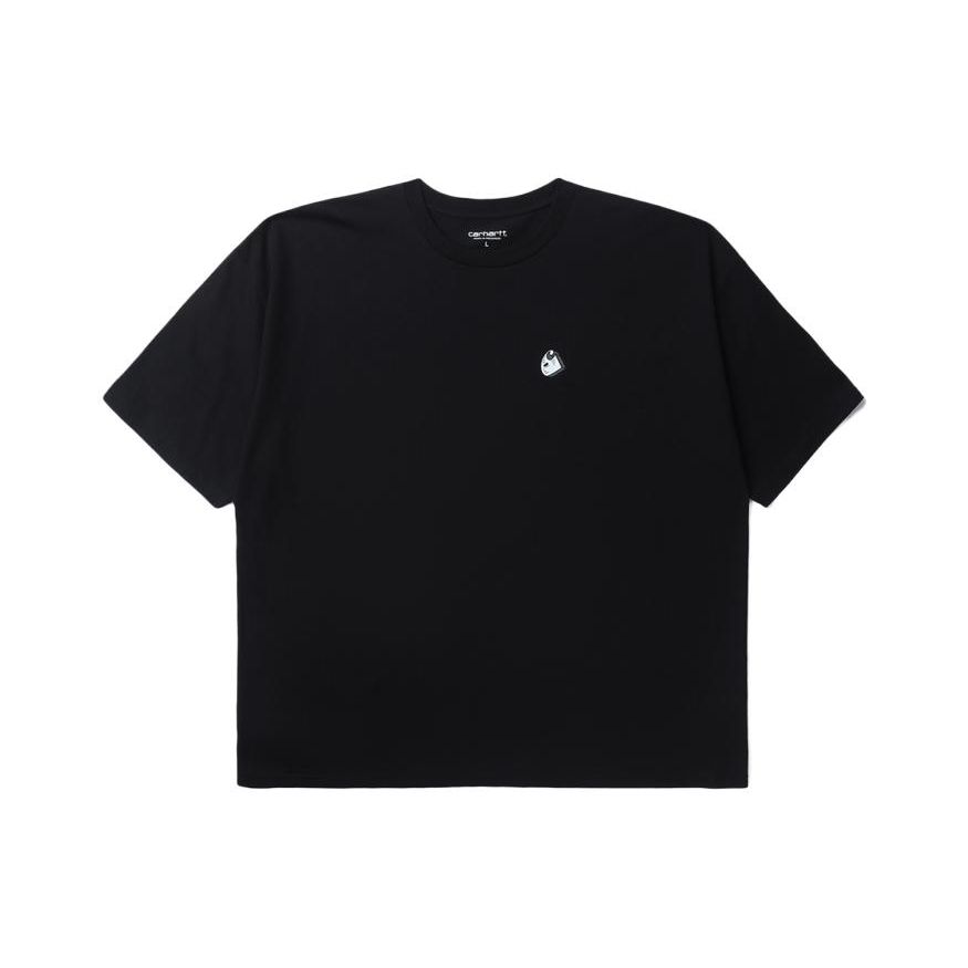 Carhartt WIP Городская Базовая Футболка с Принтом на Тему Хоккея на Льду Свободного Кроя Мужские Топы Черный CHXTES231038K-BKX