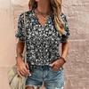 V-neck Printed Women's T-shirt Casual Tops Floral Cheap Blouse Summer Fashion Ladies Clothes Female Oversized Short Sleeve Tees
