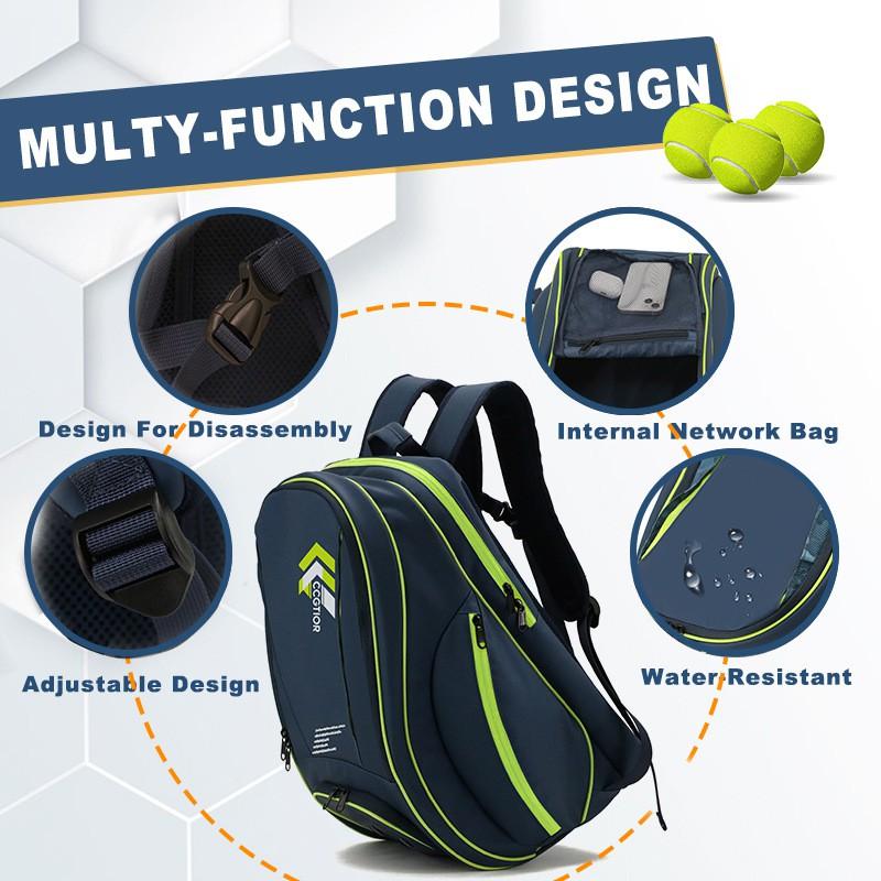 Pickleball Paddle Tennis Badminton Backpack With Separate Shoe Compartment Outdoor Sports