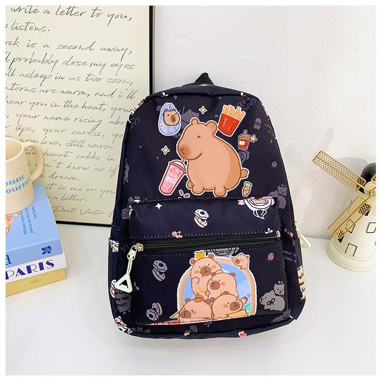 Cartoon Printed Capybara Backpack Children Schoolbag Fashion Leisure Bag Travel